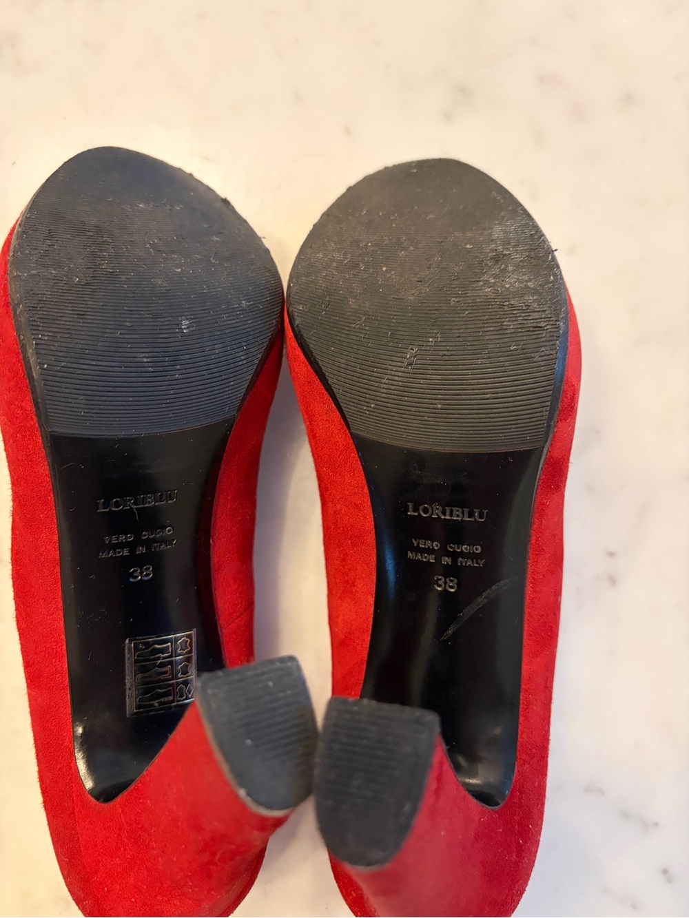 loriblu luxury Italian Designer Red‎ Suede Heels Size 38 - Picture 11 of 16